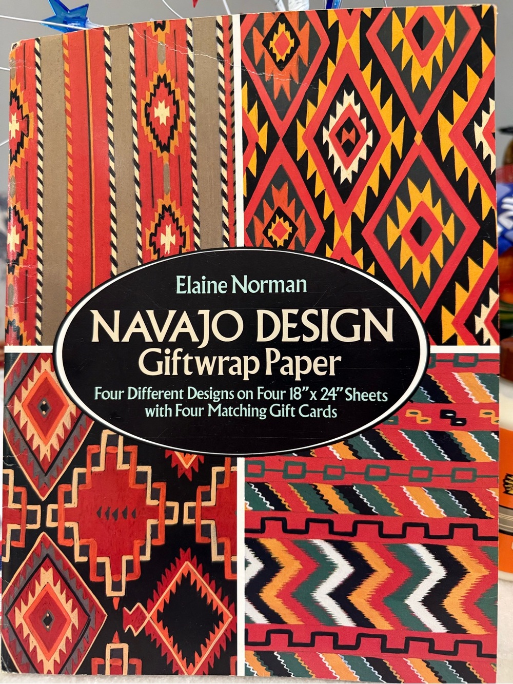 Navajo Design Giftwrap Paper – Red, Black & Gold